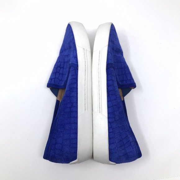 Joie Platform Flats Huxley Blue White Suede Croc Embossed Sneakers - Picture 6 of 7